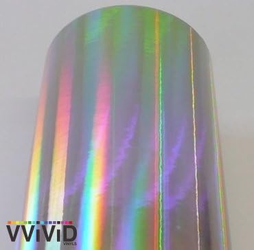 VViViD Silver Holographic Chrome Vinyl Wrap Rainbow Finish Roll DIY Air-Release Adhesive Film (1ft x 5ft)